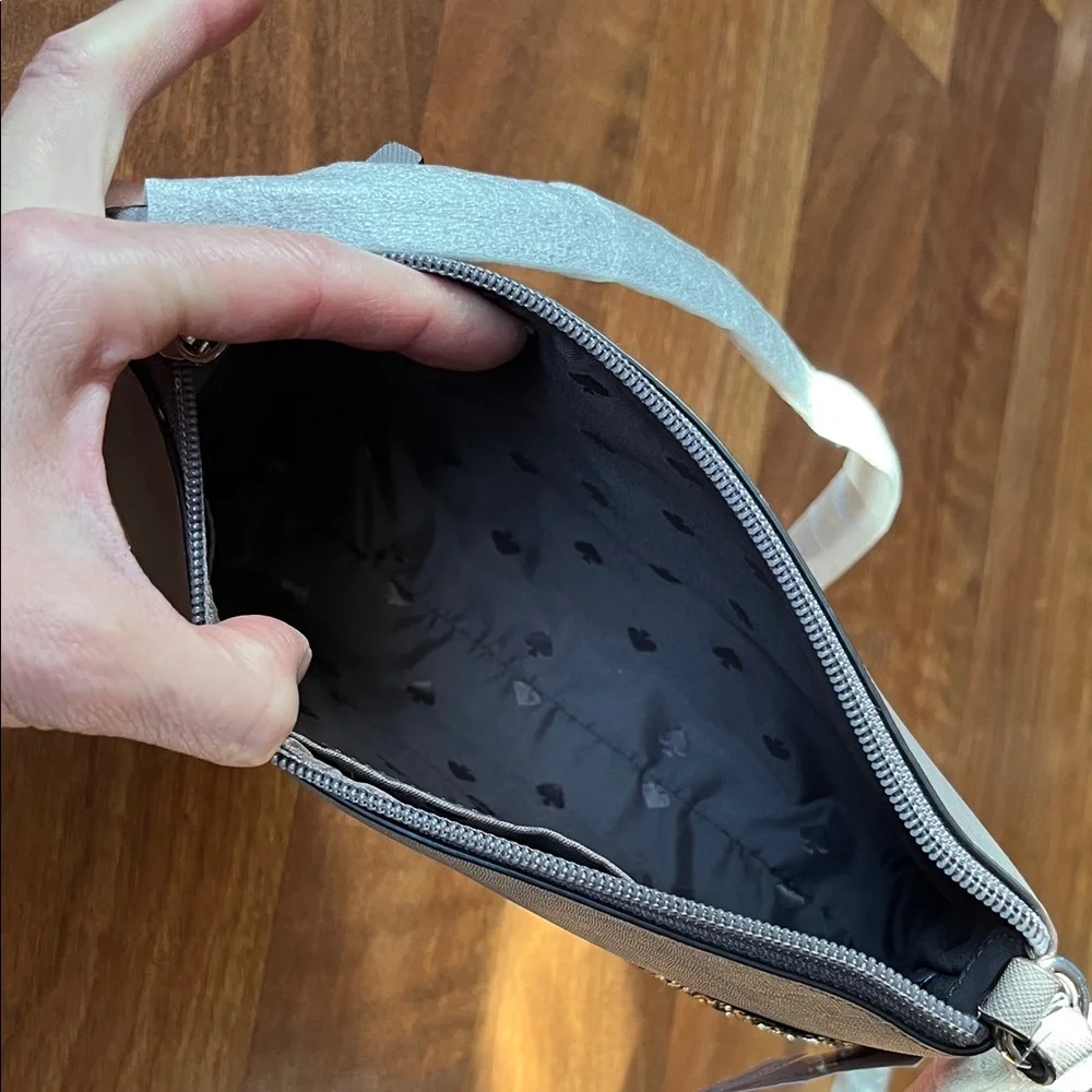New Kate Spade Gray and Gold Crossbody Bag - Picture 11 of 16